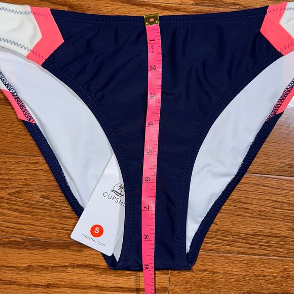 NWT Cupshe Navy Blue Sport Hipster Chevron Bikini Swim Bottom Size Small - Picture 12 of 12